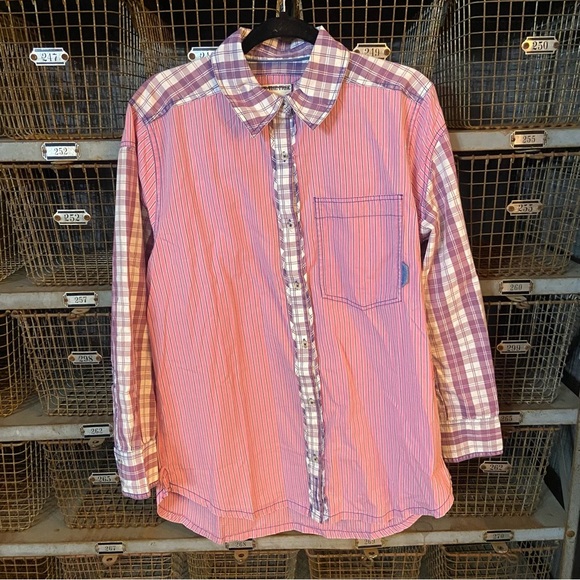 New! Free People We The Free Montauk Gingham Plaid Shirt pink purple 2435 - Picture 7 of 13
